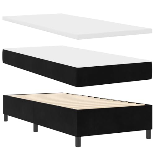 vidaXL Boxspringbett mit Matratze und Bank Schwarz 90x200 cm Samt von vidaXL