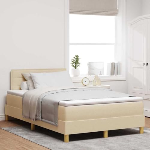 vidaXL Boxspringbett mit Matratze und LED Creme 120X190 cm Stoff modernes Design für Schlafzimmer angenehm atmungsaktiv stabil Stabiler Holzrahmen Möbel bequem vidaXL Boxspringbett mit Matratze und LED Creme 120X190 cm Stoff modernes Design für Schlafzimmer angenehm atmungsaktiv stabil Stabiler Holzrahmen Möbel bequem von vidaXL