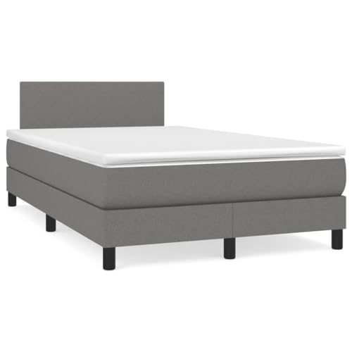 vidaXL Boxspringbett, Bett mit Matratze LED, Bettgestell mit Lattenrost, Polsterbett Doppelbett für Schlafzimmer, Dunkelgrau 120x190cm Stoff vidaXL Boxspringbett, Bett mit Matratze LED, Bettgestell mit Lattenrost, Polsterbett Doppelbett für Schlafzimmer, Dunkelgrau 120x190cm Stoff von vidaXL