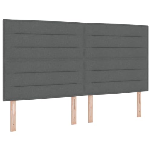 vidaXL Boxspringbett mit Matratze und LED - Dunkelgrau - 180 x 200 cm Stoff von vidaXL