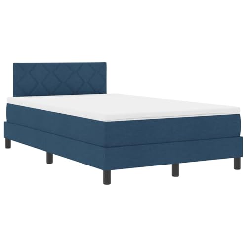 vidaXL Boxspringbett mit Matratze & LED Licht Blau Stoff 120X200 cm Modernes Design Gemütliche Schlaflösung für Schlafzimmer 120 X 200 Möbel Texturierter Schaumtopper Zeitgenössisch Stylisch Schlaf von vidaXL