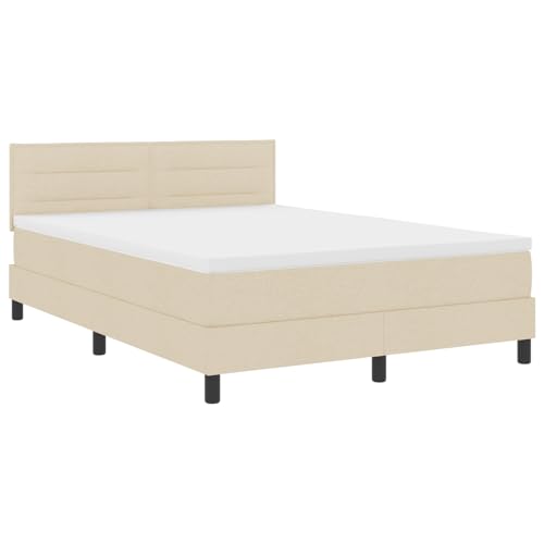 vidaXL Boxspringbett mit Matratze & LED Licht Cremestoff 140x200 cm Minimalistischer Stil Stabiler Rahmen Bequeme Liegefläche Perfekt für Erwachsene Schlafzimmermöbel Topper Schoner Taschen-Schaum vidaXL Boxspringbett mit Matratze & LED Licht Cremestoff 140x200 cm Minimalistischer Stil Stabiler Rahmen Bequeme Liegefläche Perfekt für Erwachsene Schlafzimmermöbel Topper Schoner Taschen-Schaum von vidaXL