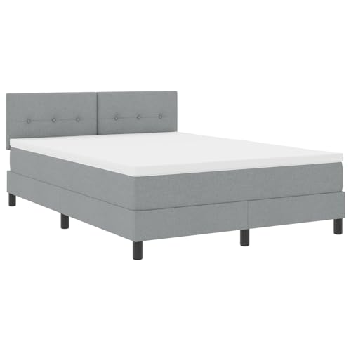 vidaXL Boxspringbett mit Matratze & LED Licht Grau 160X200 cm Stylisches Stoffgestell für Erwachsene Schlafzimmer Komplettes Kopfteil und Topper Möbel Schoner Schaum Bezug Tasche Zuhause von vidaXL