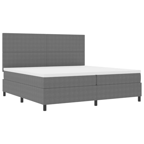 vidaXL Boxspringbett mit Matratze und LED Licht Grau 200X200 cm Cordstoff Modern Stylische Schlafzimmermöbel Verstellbares Lattenrost Memory Foam Topper Wandmontiertes Kopfteil Set Zeitgenössisch von vidaXL