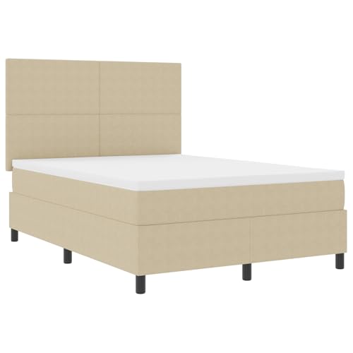 vidaXL Boxspringbett mit Matratze & LED-Licht in Beige aus Cordstoff, 140 x 200 cm. Unisex Schlafzimmermöbel, modernes Bettzeug. Verstellbarer Innenrahmen für Schaumseitenschläfer vidaXL Boxspringbett mit Matratze & LED-Licht in Beige aus Cordstoff, 140 x 200 cm. Unisex Schlafzimmermöbel, modernes Bettzeug. Verstellbarer Innenrahmen für Schaumseitenschläfer von vidaXL