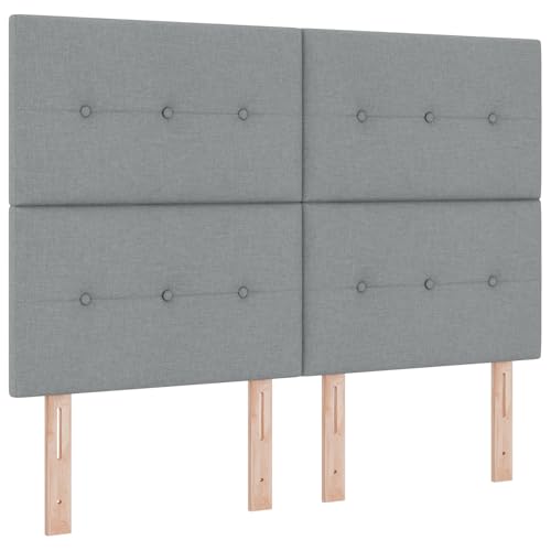 vidaXL Boxspringbett mit Matratze und LED-Licht in Hellgrau, 160 x 200 cm von vidaXL
