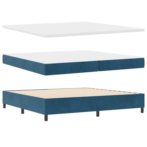 vidaXL Boxspringbett mit Matratze & Bank Dunkelblau 200 x 200 cm Samt von vidaXL