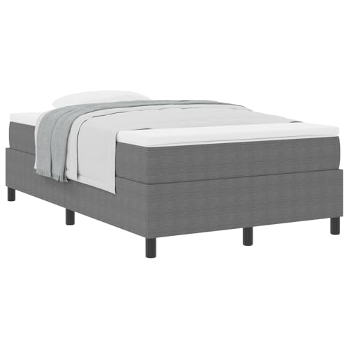 vidaXL Boxspringbett mit Matratze & Topper hellgrau Cordstoff 120X200 cm Komplettset für Schlafzimmer Rahmen Kompakt Mittelhart Modernes Möbel Platzsparend von vidaXL