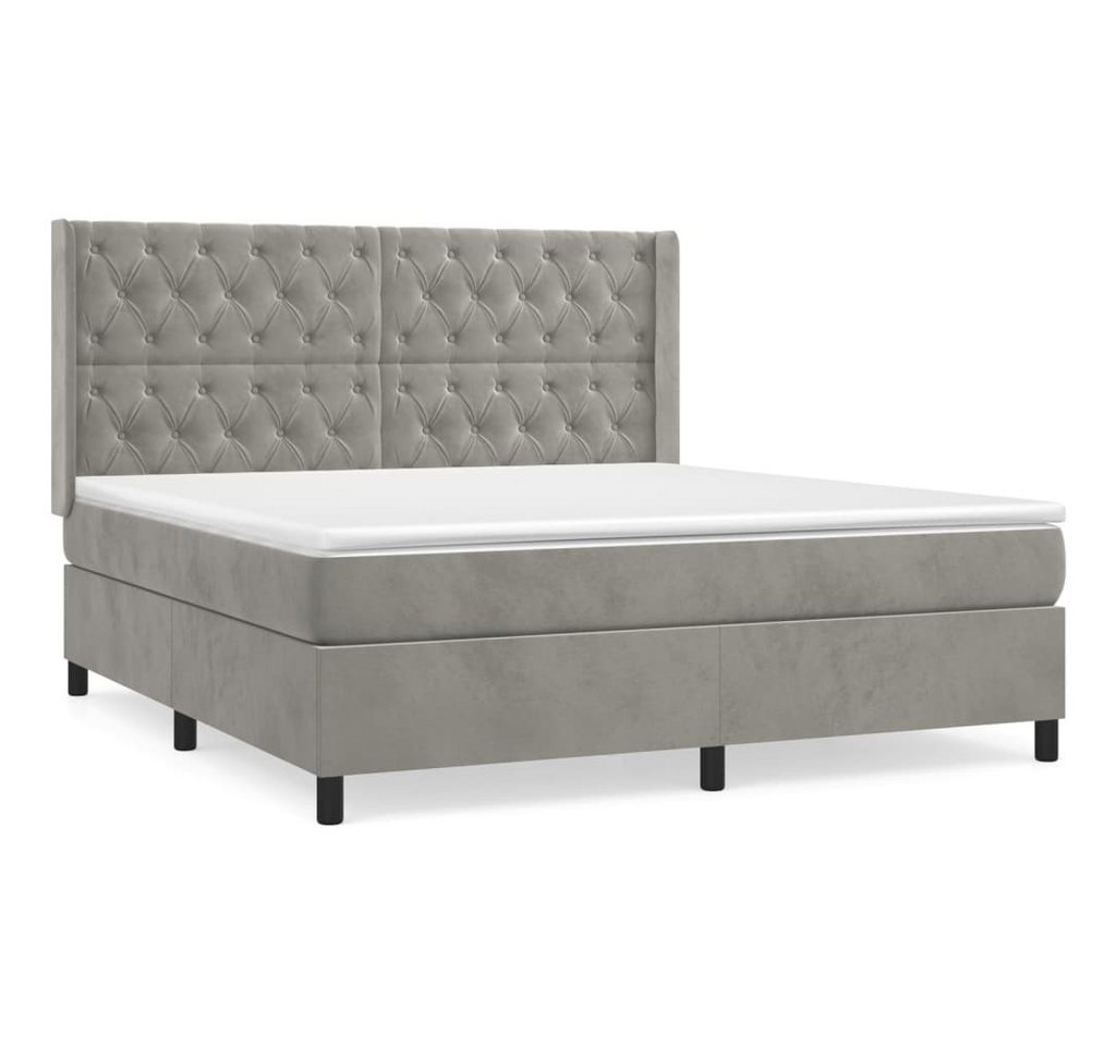 vidaXL Boxspringbett, Boxbett mit Matratze Hellgrau 160x200 cm Samt vidaXL Boxspringbett, Boxbett mit Matratze Hellgrau 160x200 cm Samt von vidaXL