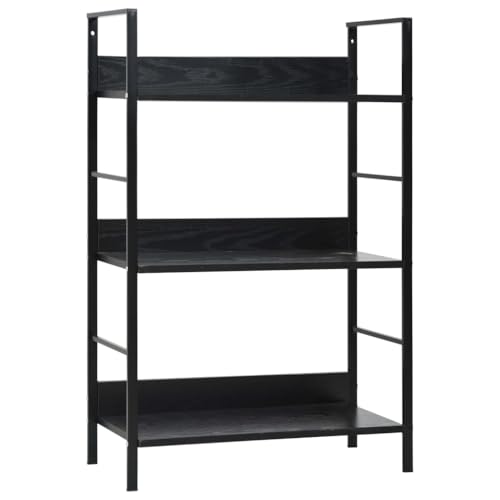 vidaXL Bücherregal 3 Regalböden Standregal Metallregal Küchenregal Schuhregal Bücherschrank Regal Schwarz 60×27,6×90,5 cm Holzwerkstoff von vidaXL