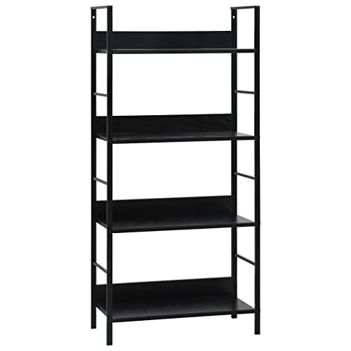 vidaXL Bücherregal 4 Regalböden Standregal Metallregal Küchenregal Schuhregal Bücherschrank Regal Schwarz 60×27,6×124,5 Holzwerkstoff von vidaXL