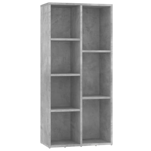 vidaXL Bücherregal 7 Fächer Standregal Aktenregal Wandregal Raumteiler Raumtrenner Regal Schrank Büroregal Betongrau 50x25x106cm Holzwerkstoff von vidaXL