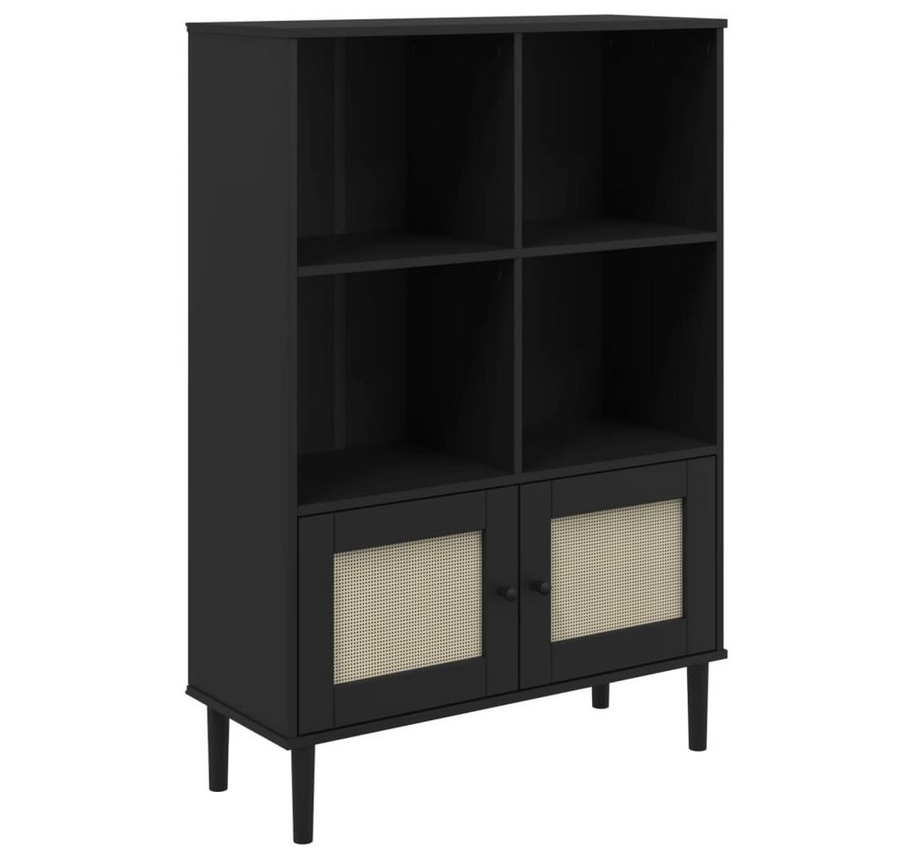 vidaXL Bücherregal Bücherschrank SENJA Rattan-Look Schwarz 90x35x130cm Kiefernholz, 1-tlg. von vidaXL