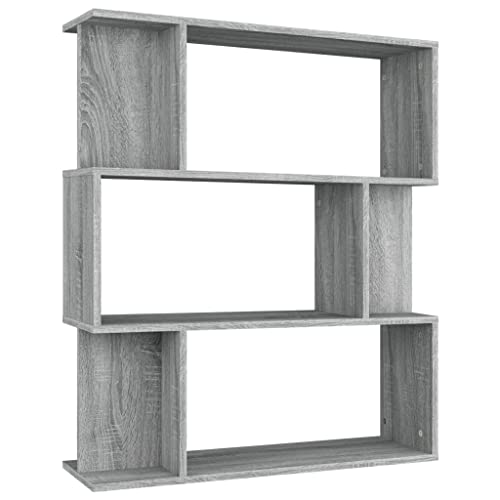 vidaXL Bücherregal Raumteiler Standregal Aktenregal Büroregal Raumtrenner Regal Aufbewahrungregal Grau Sonoma 80x24x96cm Holzwerkstoff von vidaXL