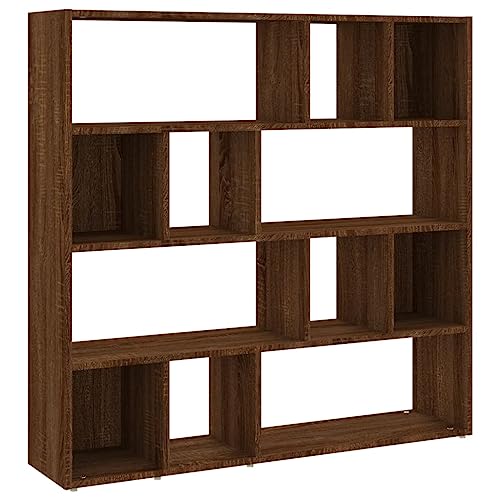 vidaXL Bücherregal Raumteiler Standregal Aktenregal Büroregal Raumtrenner Regal Wandregal Aufbewahrungregal Braun Eichen-Optik 105x24x102cm von vidaXL