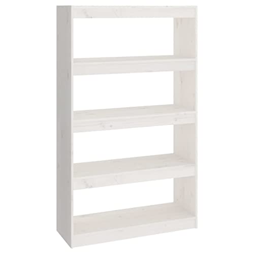 vidaXL Bücherregal Raumteiler Standregal Aktenregal Raumtrenner Regal Wandregal Büroregal Mehrzweckregal Weiß 80x30x135,5cm Massivholz Kiefer von vidaXL