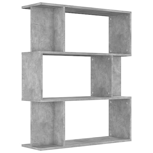 vidaXL Bücherregal Raumteiler mit 3 großen 6 kleinen Fächern Standregal Aktenregal Büroregal Raumtrenner Wandregal Regal Betongrau 80x24x96cm Holzwerkstoff von vidaXL