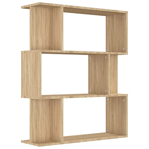 vidaXL Bücherregal Raumteiler mit 3 großen 6 kleinen Fächern Standregal Aktenregal Büroregal Raumtrenner Wandregal Regal Sonoma-Eiche 80x24x96cm Holzwerkstoff von vidaXL