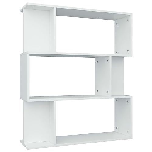 vidaXL Bücherregal Raumteiler mit 3 großen 6 kleinen Fächern Standregal Aktenregal Büroregal Raumtrenner Wandregal Regal Weiß 80x24x96cm Holzwerkstoff von vidaXL