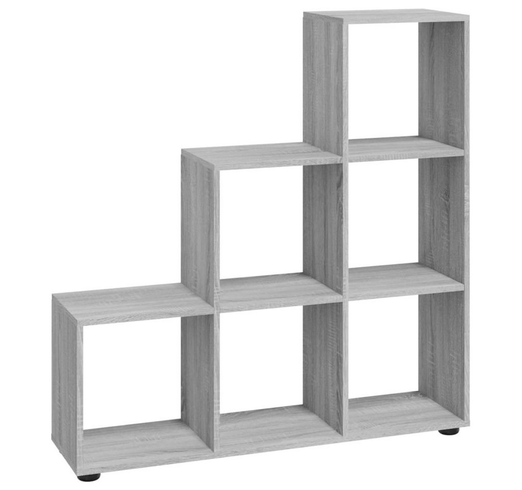 vidaXL Bücherregal Treppenregal Grau Sonoma 107 cm Holzwerkstoff, 1-tlg. von vidaXL