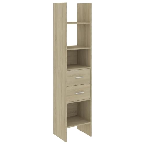 vidaXL Bücherregal Wandregal Standregal Aktenregal Raumteiler Büroregal Regal Aufbewahung Bücherschrank Sonoma-Eiche 40x35x180cm Holzwerkstoff von vidaXL