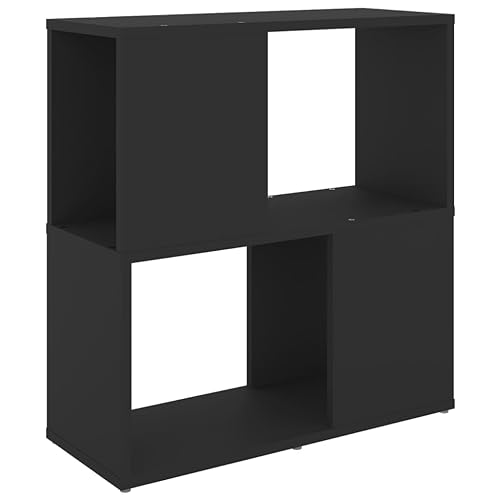 vidaXL Bücherregal mit 2 Fächern Standregal Aktenregal Wandregal Regal Raumteiler Raumtrenner Büroregal Schwarz 60x24x63cm Holzwerkstoff von vidaXL