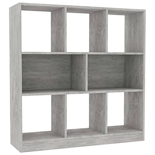 vidaXL Bücherregal mit 8 großen Fächern Standregal Aktenregal Wandregal Raumteiler Raumtrenner Regal Betongrau 97,5x29,5x100cm Holzwerkstoff von vidaXL