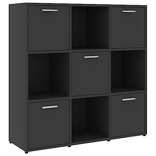 vidaXL Bücherregal mit 9 Fächern Raumteiler Raumtrenner Standregal Wandregal Regal Aktenregal Büroregal Würfelregal Grau 90x30x90cm Holzwerkstoff von vidaXL