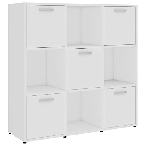 vidaXL Bücherregal mit 9 Fächern Raumteiler Raumtrenner Standregal Wandregal Regal Aktenregal Büroregal Würfelregal Weiß 90x30x90cm Holzwerkstoff von vidaXL