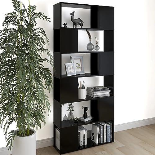 vidaXL Bücherschrank Raumteiler schwarz 80x24x186cm Holzwerkstoff von vidaXL