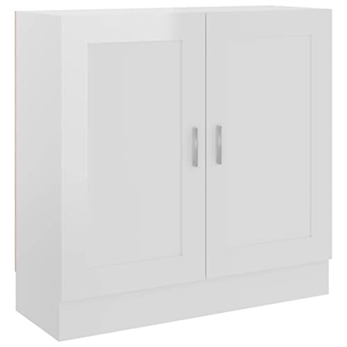 vidaXL Bücherschrank mit 2 Fächern 2 Türen Büroschrank Aktenschrank Bücherregal Schrank Aktenregal Standregal Hochglanz-Weiß 82,5x30,5x80cm Holzwerkstoff von vidaXL