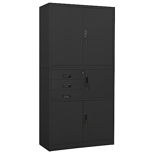 vidaXL Büroschrank Aktenschrank Metallschrank Stahlschrank Lagerschrank Aufbewahrungsschrank Schrank Büromöbel Anthrazit 90x40x180cm Stahl von vidaXL