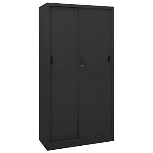 vidaXL Büroschrank mit Schiebetür Aktenschrank Büromöbel Metallschrank Stahlschrank Lagerschrank Universalschrank Schrank Anthrazit 90x40x180cm Stahl von vidaXL