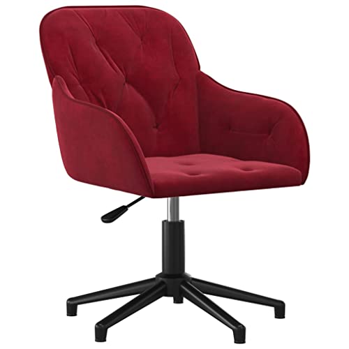 vidaXL Bürostuhl Drehbar Höhenverstellbar Chefsessel Drehstuhl Bürosessel Schreibtischstuhl Computerstuhl Gamingstuhl Büromöbel Weinrot Samt von vidaXL