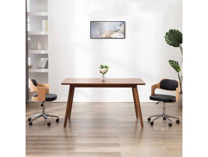 vidaXL Bürostuhl Drehbarer Bürostuhl Schwarz Bugholz und Kunstleder, schwarz von vidaXL