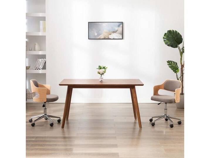 vidaXL Bürostuhl Drehbarer Bürostuhl Taupe Bugholz und Stoff, grau von vidaXL