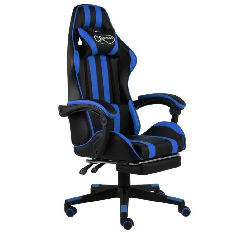 vidaXL Bürostuhl Gaming-Stuhl mit Fußstütze Schwarz und Blau Kunstleder Gaming Sessel C von vidaXL