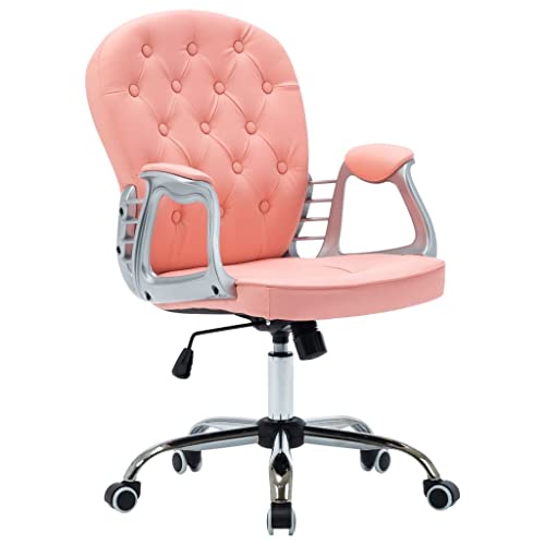vidaXL Bürostuhl mit 5 flexiblen PU-Rollen Höhenverstellbar Schreibtischstuhl Gaming Stuhl Drehstuhl Chefsessel Sportsitz Bürodrehstuhl Rosa Kunstleder von vidaXL