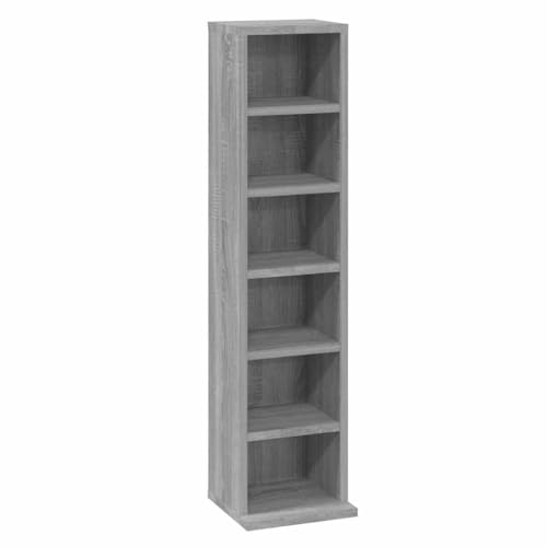 vidaXL CD Regal, Schrank mit viel Stauraum, Ablage für Wohnzimmer Büro Schlafzimmer, Standregal Aktenregal Büroregal, Grau Sonoma Holzwerkstoff vidaXL CD Regal, Schrank mit viel Stauraum, Ablage für Wohnzimmer Büro Schlafzimmer, Standregal Aktenregal Büroregal, Grau Sonoma Holzwerkstoff von vidaXL