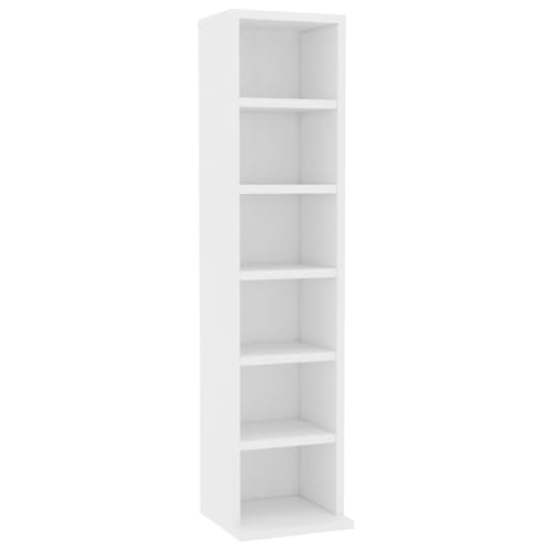 vidaXL CD Regal Ständer Aufbewahrung Standregal Medienregal Bücherregal Büroregal Dekoregal Aktenregal Weiß 21x20x88 cm Holzwerkstoff von vidaXL