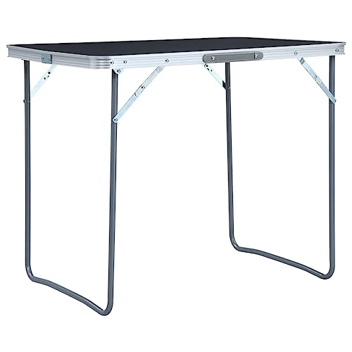 vidaXL Campingtisch Klappbar mit Metallrahmen Klapptisch Koffertisch Tisch Campingmöbel Falttisch Partytisch Picknicktisch 80x60cm Grau von vidaXL