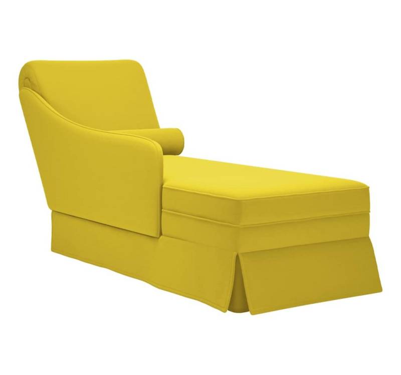 vidaXL Chaiselongue, Chaiselongue mit Nackenrolle und Rechter Armlehne Gelb Samt von vidaXL