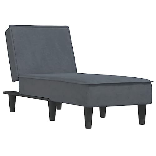 vidaXL Chaiselongue, Sofa in 3 Positionen zum Sitzen Entspannen Schlafen Verstellbar, Couch in Eleganter Optik, Liege Schlafsofa Loungesofa Liegesofa, Dunkelgrau Samt von vidaXL