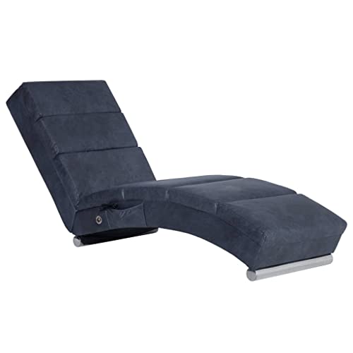 vidaXL Chaiselongue 5 Massagemodi Heizfunktion Massage Liegesessel Relaxliege Liegestuhl Massagesessel Relaxsessel Loungesessel Grau Wildleder-Optik von vidaXL