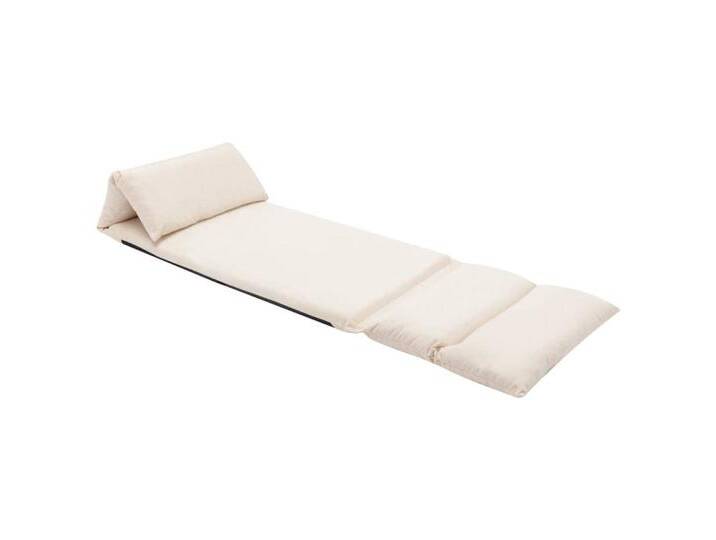 vidaXL Chaiselongue Bodenstuhl Faltbar Creme Mikrofaser, 1 Teile, Creme von vidaXL