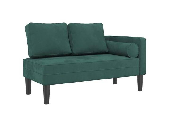 vidaXL Chaiselongue Chaiselongue mit Kissen Dunkelgrün Samt, 1 Teile, DunkelgrÃ¼n von vidaXL