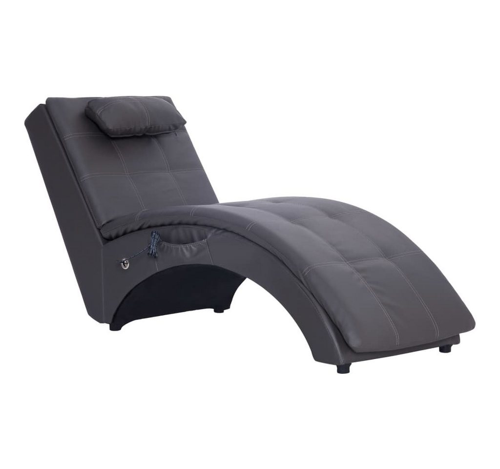 vidaXL Chaiselongue Massage Chaiselongue mit Kissen Grau Kunstleder, 1 Teile von vidaXL