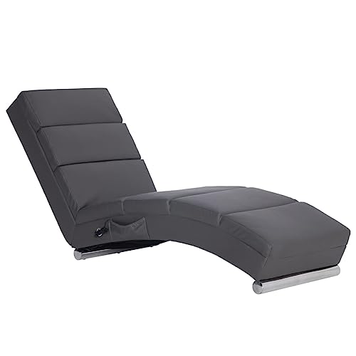 vidaXL Chaiselongue mit 5 Massagemodi Heizfunktion Massage Liegesessel Relaxliege Liegestuhl Massagesessel Relaxsessel Loungesessel Grau Kunstleder von vidaXL