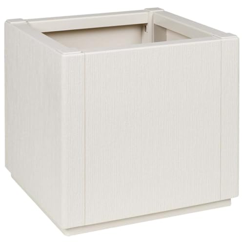 vidaXL Chalk White Quadratischer Garten Pflanzkübel | Robustes Polypropylen Außen 36 x 35 cm Minimalistisches Design Perfekt für Blumen und Sträucher Wetterfester Behälter Deko Großer Kasten Modern von vidaXL