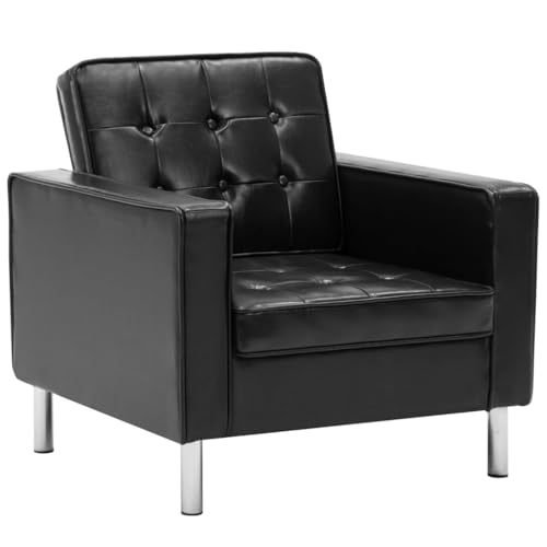 vidaXL Chesterfield Sessel Kunstleder-Polster Schwarz Loungesessel Clubsessel von vidaXL